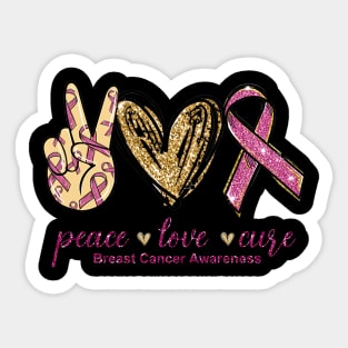 Breast Cancer Awareness Sign Language Peace Love Cure Sticker